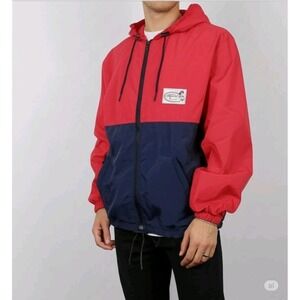 Disney World Mickey Mouse Red Men's Nylon Hooded Jacket Small Windbreaker